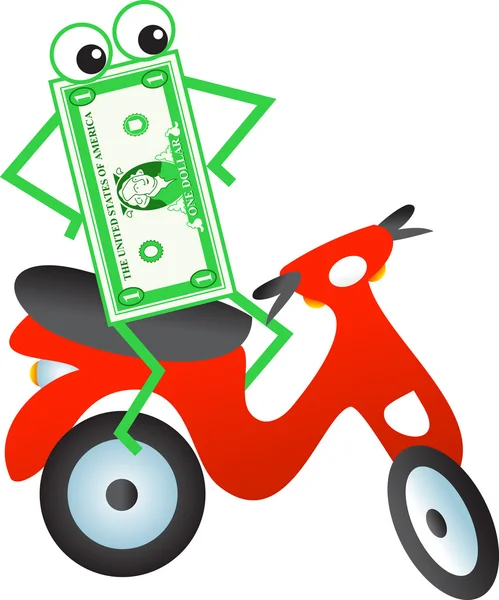 Scooter dollar dessin animé — Image vectorielle