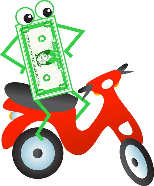 Desenhos animados Scooter dólar — Vetor de Stock