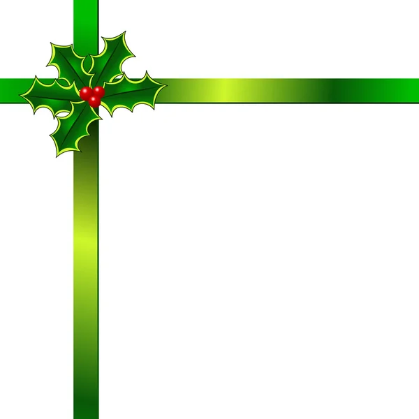 Christmas holly ribbon — Stock Vector