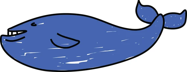 Caprichoso dibujo de una ballena azul . — Vector de stock