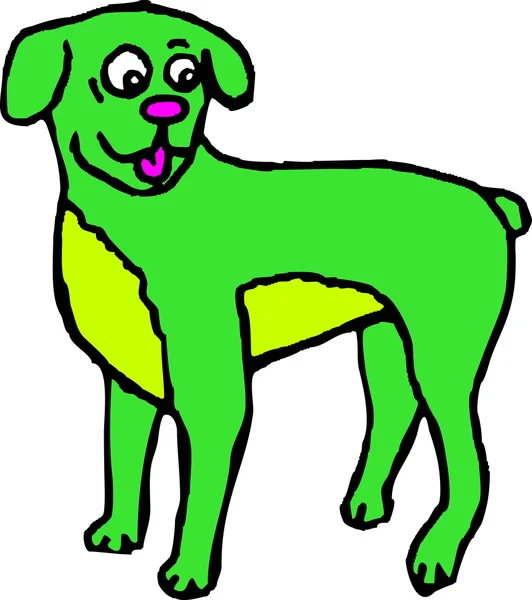 Un cane del fumetto verde — Vettoriale Stock