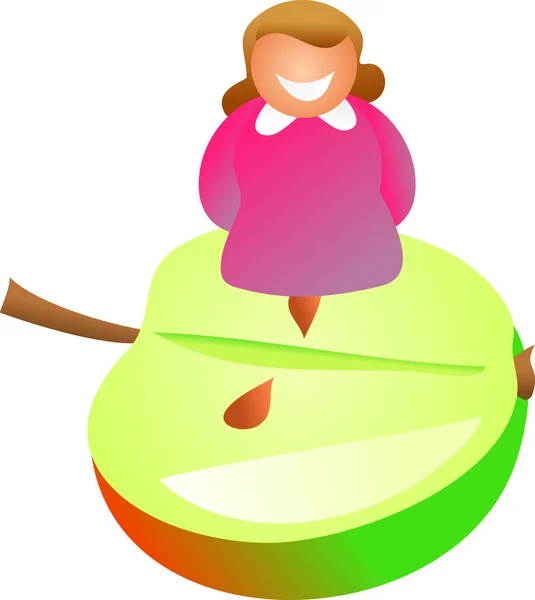 Яблоко девушка — стоковый вектор