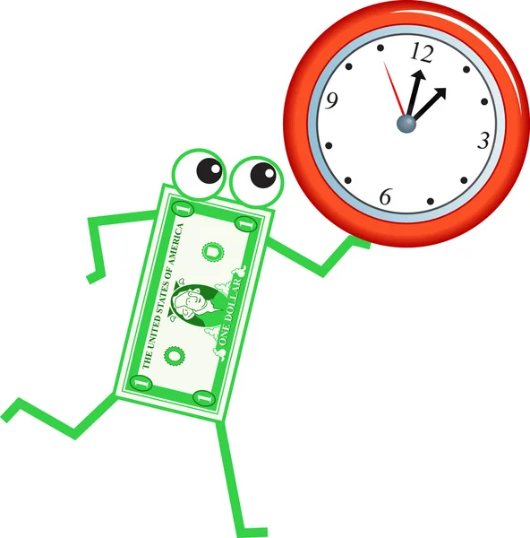Horloge dollar dessin animé — Image vectorielle