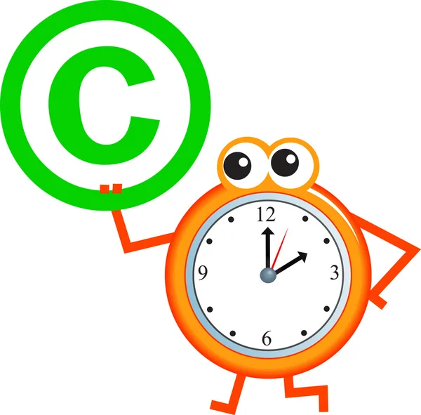Copyright-teken en klok — Stockvector