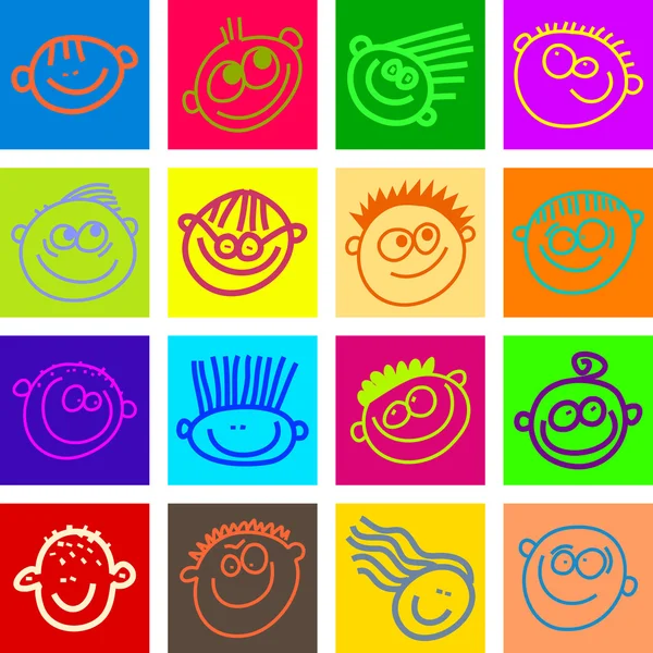 Carreaux heureux colorés visage — Image vectorielle
