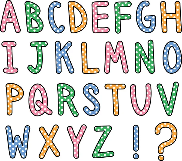 Alphabet-Schrift in Großbuchstaben mit Tupfen — Stockvektor