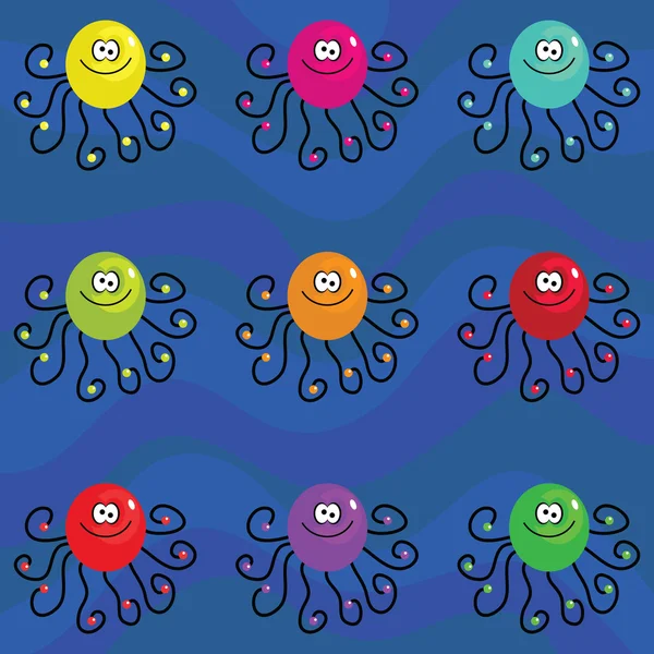 Group of octopuses underwater — Stock Vector