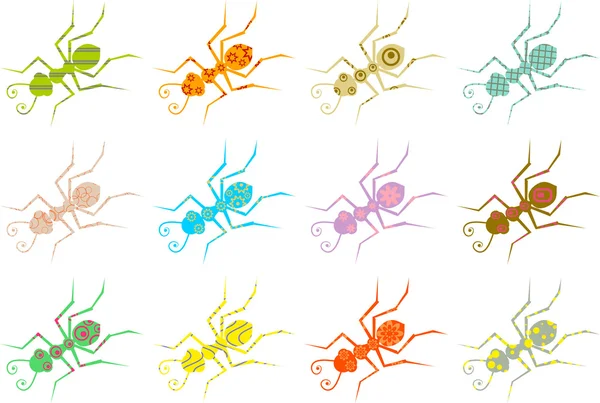 Silhuetas de formigas modeladas —  Vetores de Stock