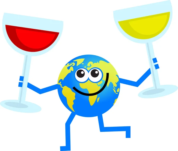 Wine globe cartoon — Stock Vector