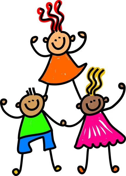 Children forming a tower. — Stock Vector