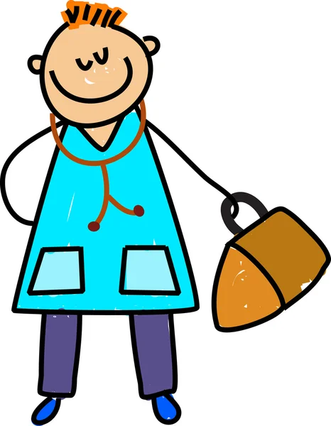 Niño vestido como un médico — Vector de stock