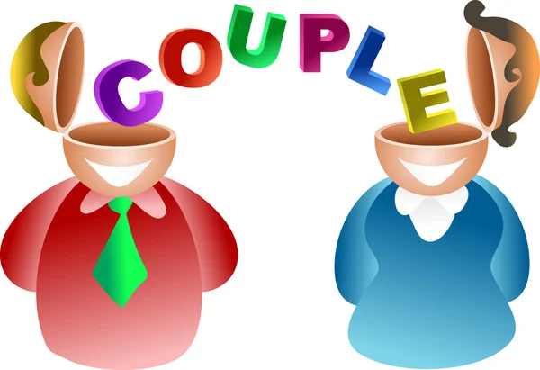 Homme et femme partage mot "couple " — Image vectorielle