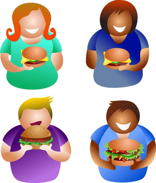 Burger emberek, különböző emberek tartanak — Stock Vector