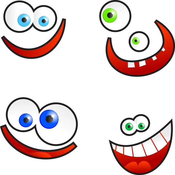 Koleksi wajah lucu kartun emoticon - Stok Vektor