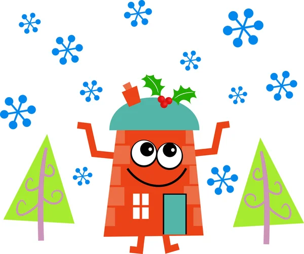 Navidad casa de dibujos animados — Vector de stock