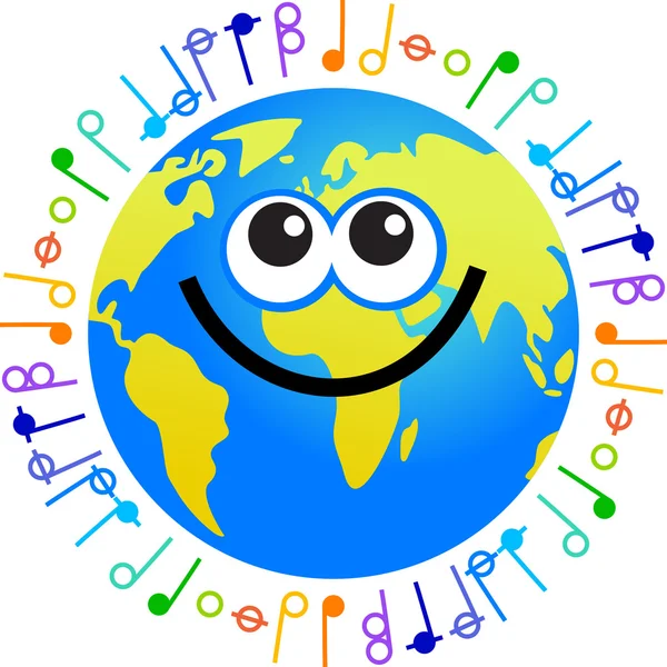 Muziek wereld cartoon — Stockvector