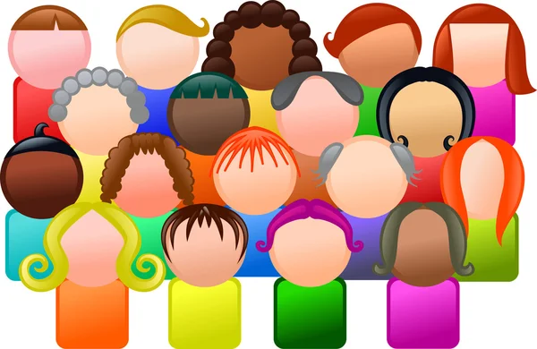 Grupo de personas sin rostro y diversas . — Vector de stock