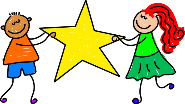 Niños felices con estrella — Vector de stock