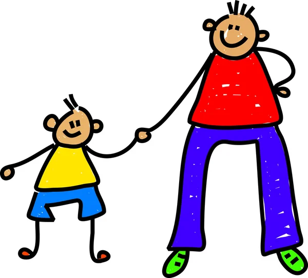 Caricature Père et enfant . — Image vectorielle