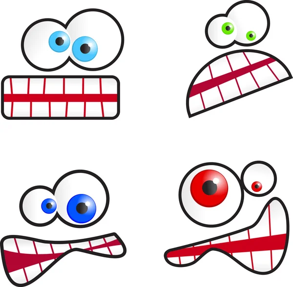 Rostos de emoticon dos desenhos animados — Vetor de Stock