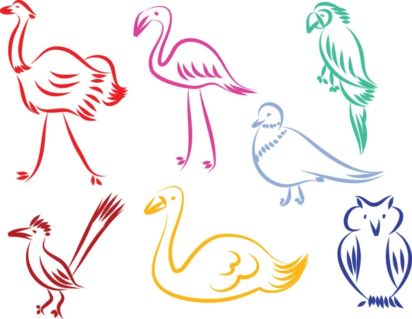 Ptačí ikony — Stockový vektor