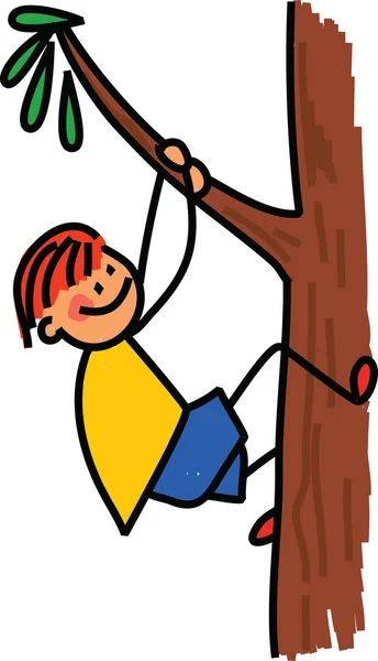 Niño subiendo a un árbol — Vector de stock