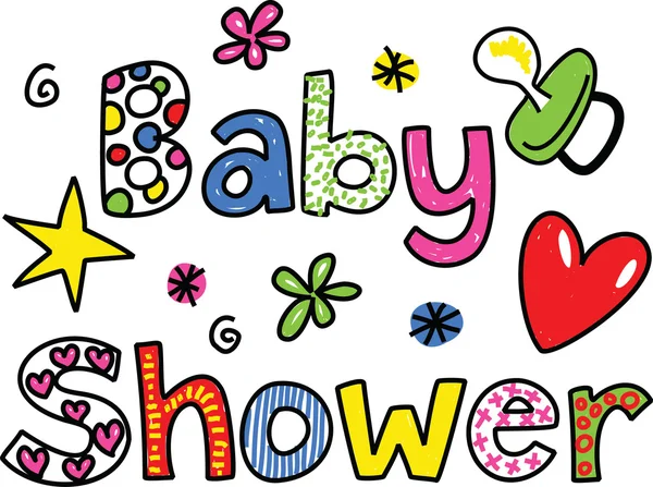 Cartoon-Text, der lautet - Baby-Dusche. — Stockvektor