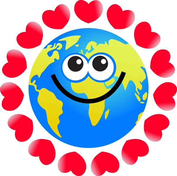 Liefde globe cartoon — Stockvector