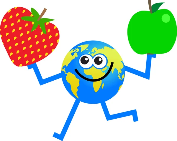 Fruit globe cartoon — Stockvector