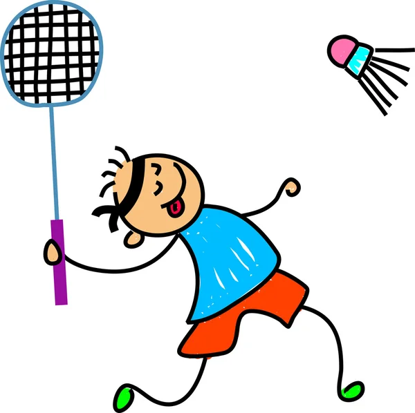 Bádminton niño de dibujos animados — Archivo Imágenes Vectoriales