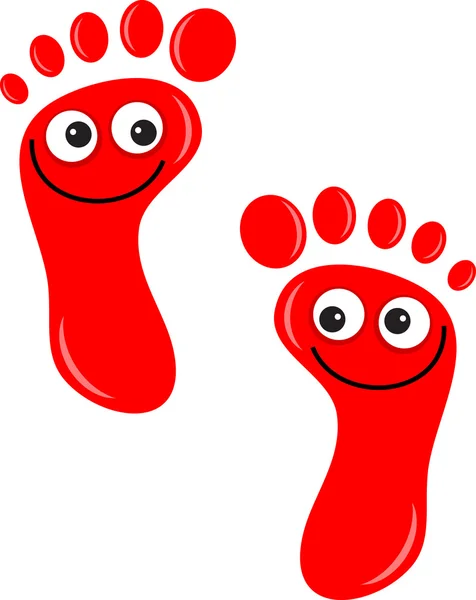 Happy feet with faces — Stock Vector