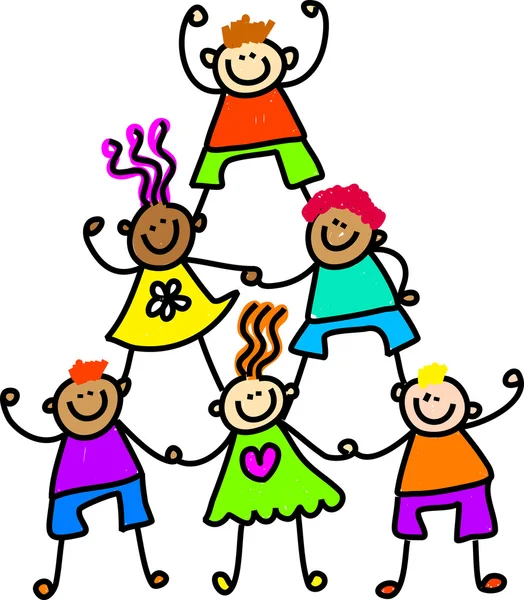 Children forming a tower. — Stock Vector