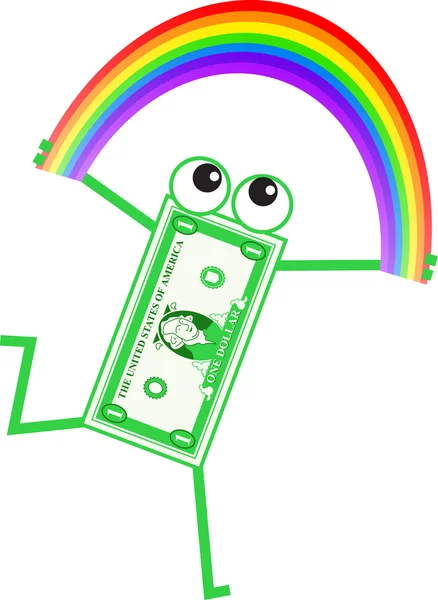 Cartoon regenboog dollar — Stockvector