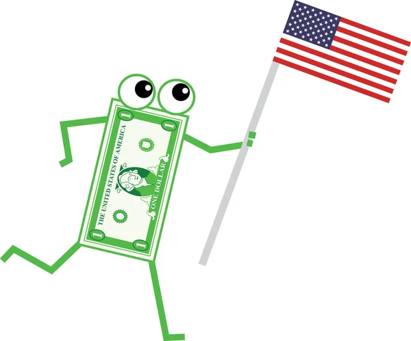 Bandeira dólar desenhos animados — Vetor de Stock