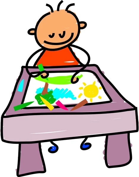 Boy drawing a picture — Stock Vector