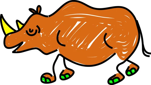 Cartoon brown rhino — Stock Vector