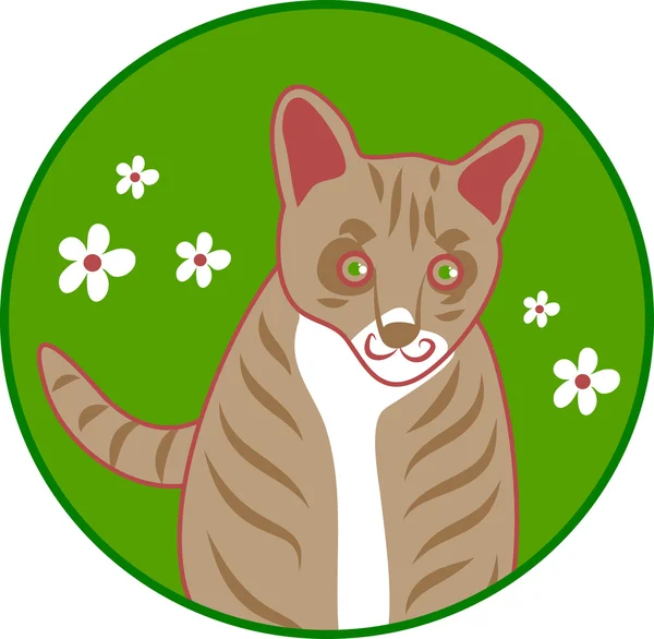 Ilustración de un gato en el jardín — Vector de stock