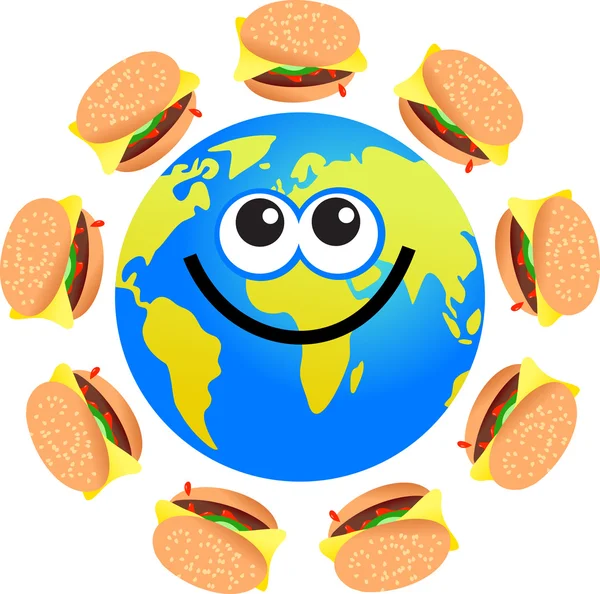 Hamburger over de hele wereld. — Stockvector