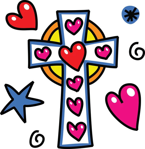 Scarabocchio croce cristiana — Vettoriale Stock