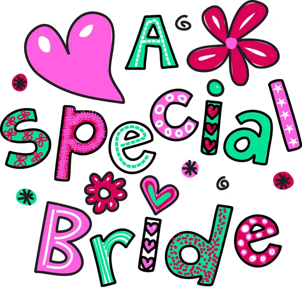 Cartoon text that reads A SPECIAL BRIDE. — Stock Vector