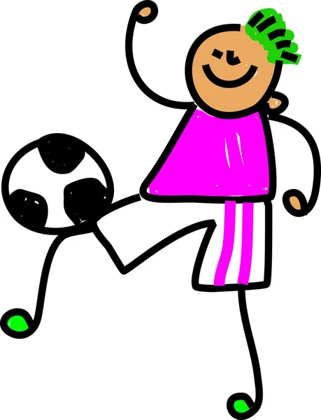 Cartoon boy playing soccer — Stock Vector