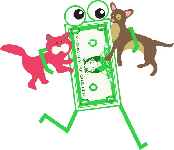 Dessin animé dollar animal — Image vectorielle