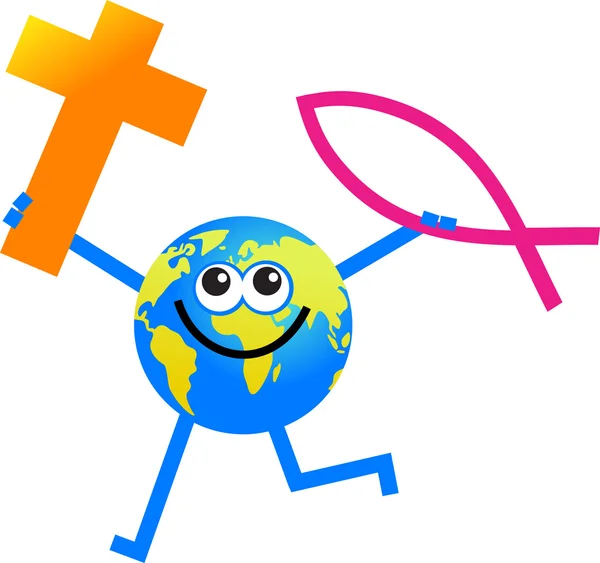 Desenhos animados globo cristão — Vetor de Stock