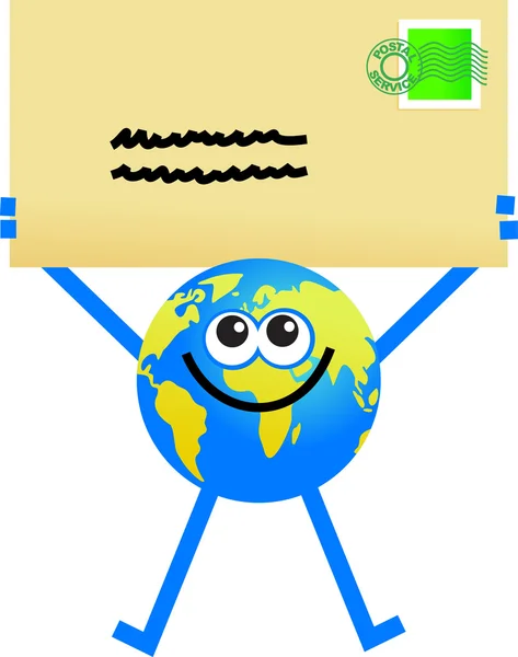 Mail globe cartoon — Stockvector