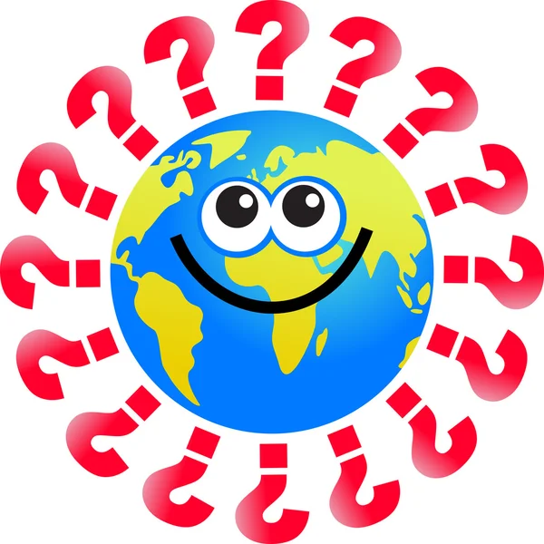 Question globe cartoon — Stock Vector