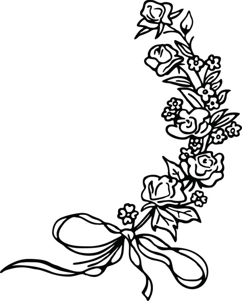 Brin de roses avec ruban . — Image vectorielle
