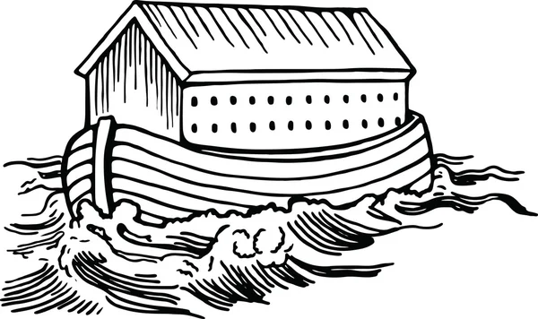 Noah's ark drijvend op het water. — Stockvector