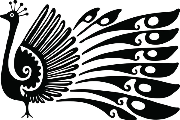 孔雀羽毛的鸟 — 图库矢量图片