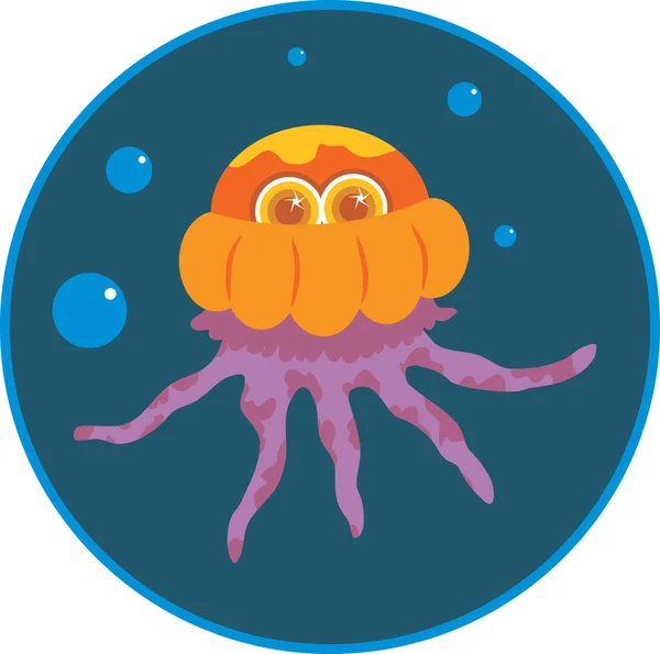 Illustration of a cartoon jellyfish — Stock Vector