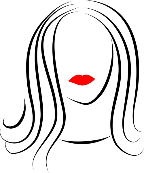 Kadının yüzüne satırlık siluet — Stok Vektör